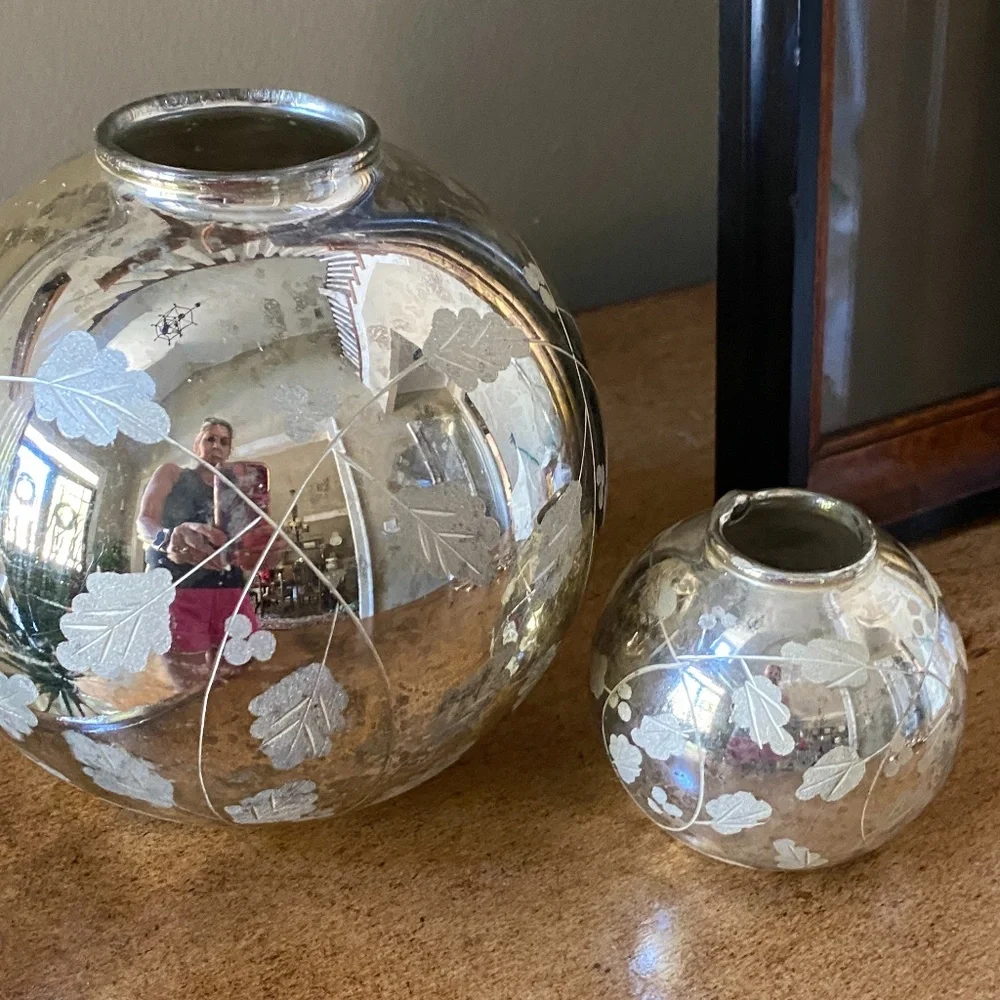 Anthropologie Etched Glass Mercury Vase Small/Medium - Picture 4 of 5